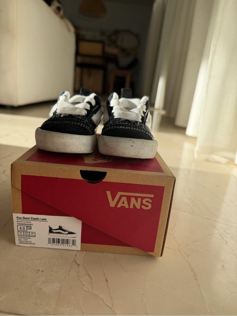 Vans Kids Black and White Low-Top Skate Sneakers